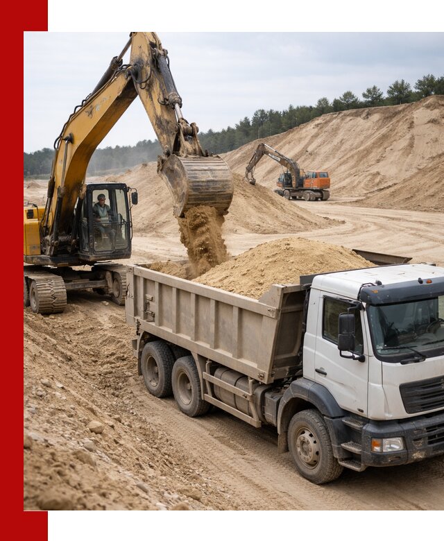 Доставка карьерного песка с самосвалами и разгрузкой в Вологде