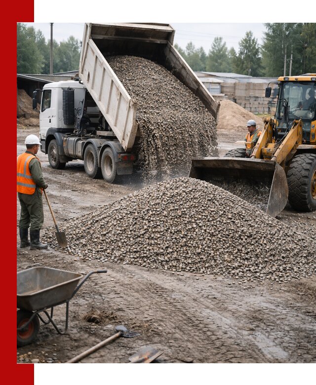 Мытый гравий с доставкой в Вологде от карьера до участка