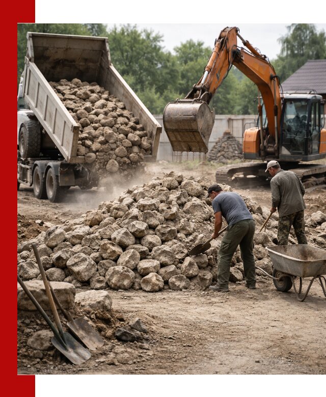 Доставка и разгрузка бутового камня в Вологде