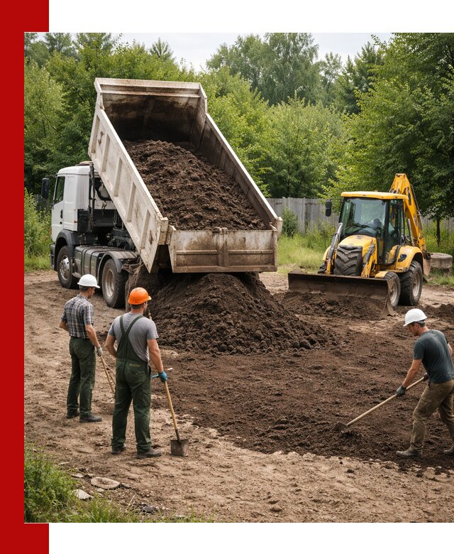 Доставка и укладка грунта для выравнивания участка в Вологде