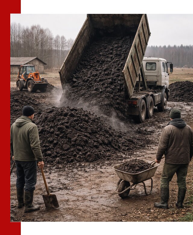 Доставка низинного торфа с разгрузкой и доставкой в Вологде