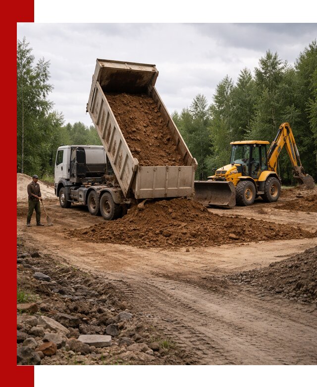 Доставка суглинка самосвалами в Вологде подсыпка и планировка