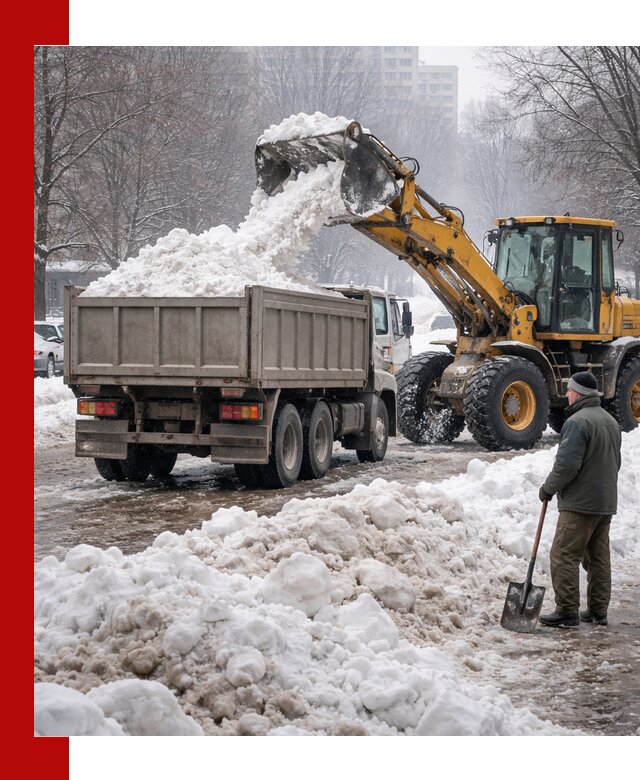Вывоз снега грузовой техникой в Вологде оперативно и чисто